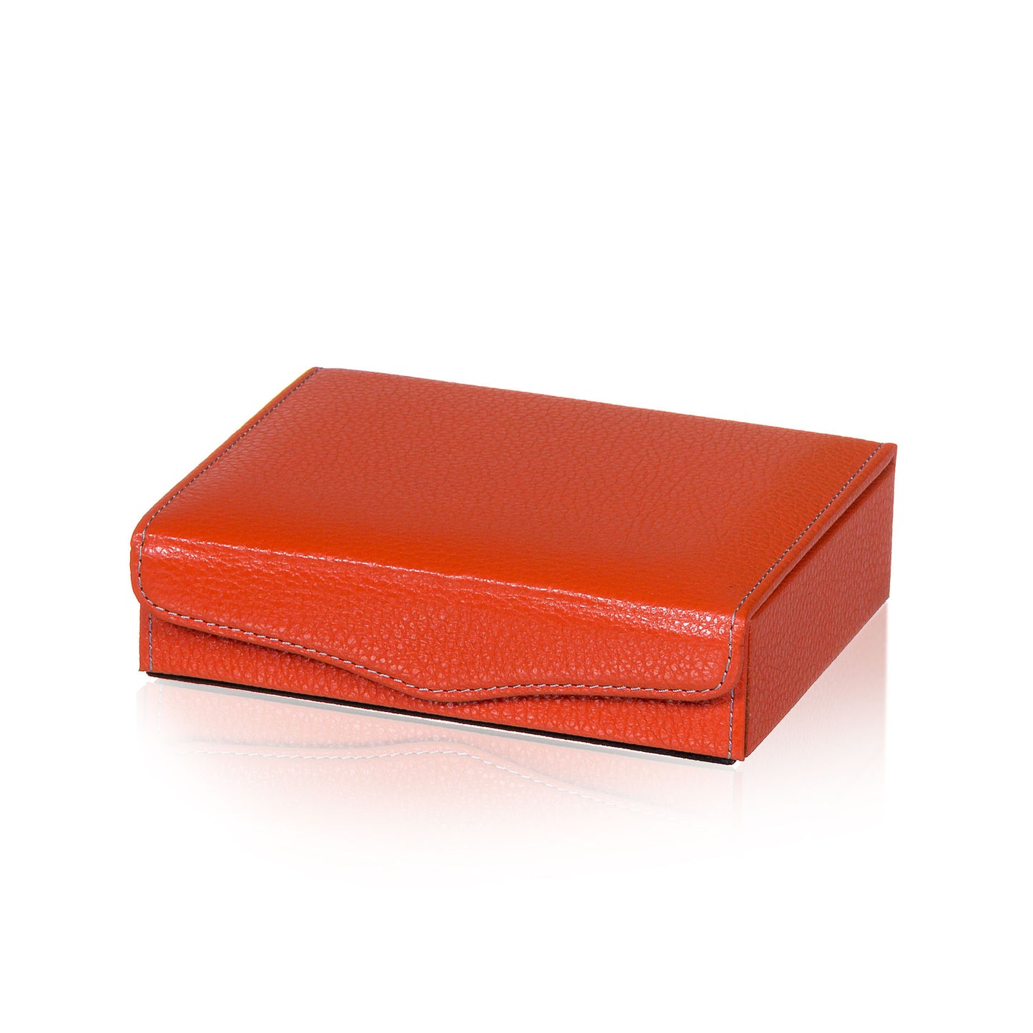 Jewelry Box in Orange Textured Leather