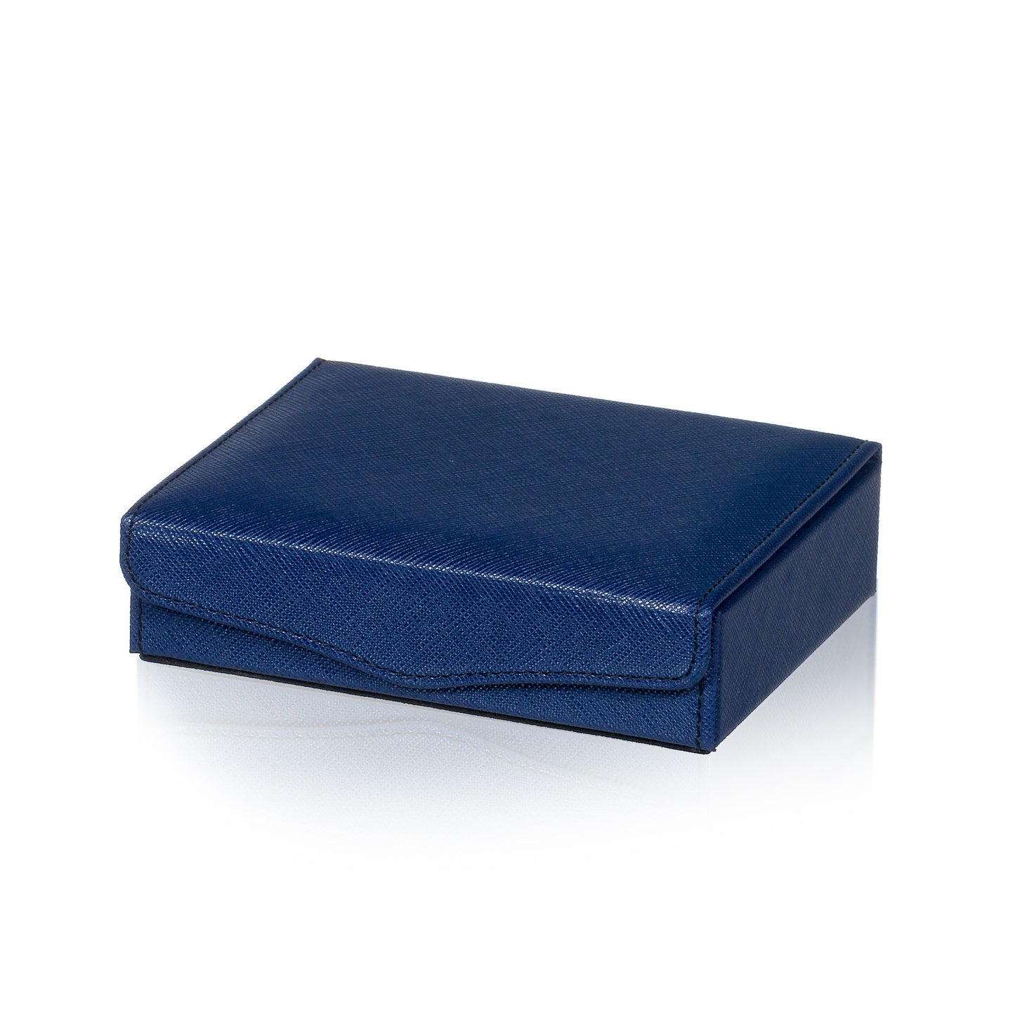 Textured Blue Leather Jewelry & Cufflink Box