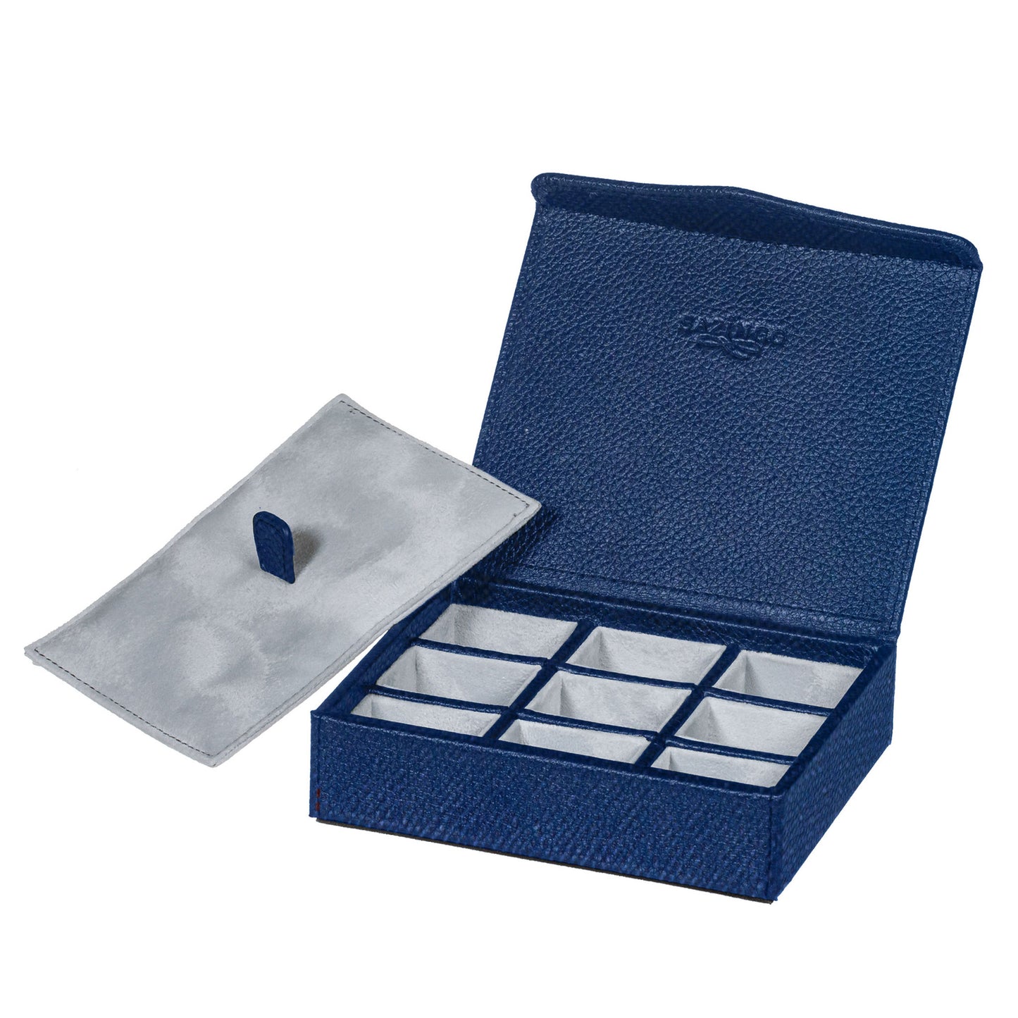 Load image into Gallery viewer, Textured Blue Leather Jewelry &amp;amp; Cufflink Box
