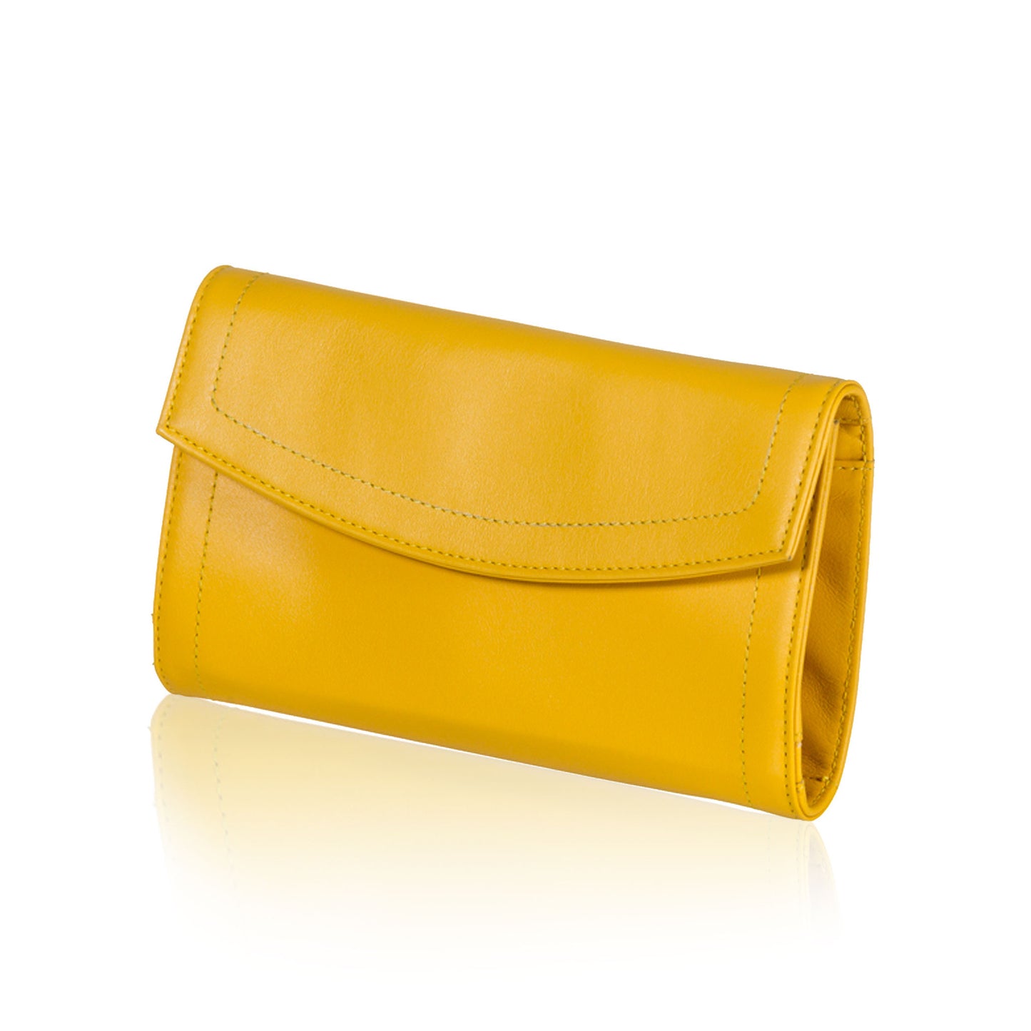 Yellow Leather Jewelry Pouch