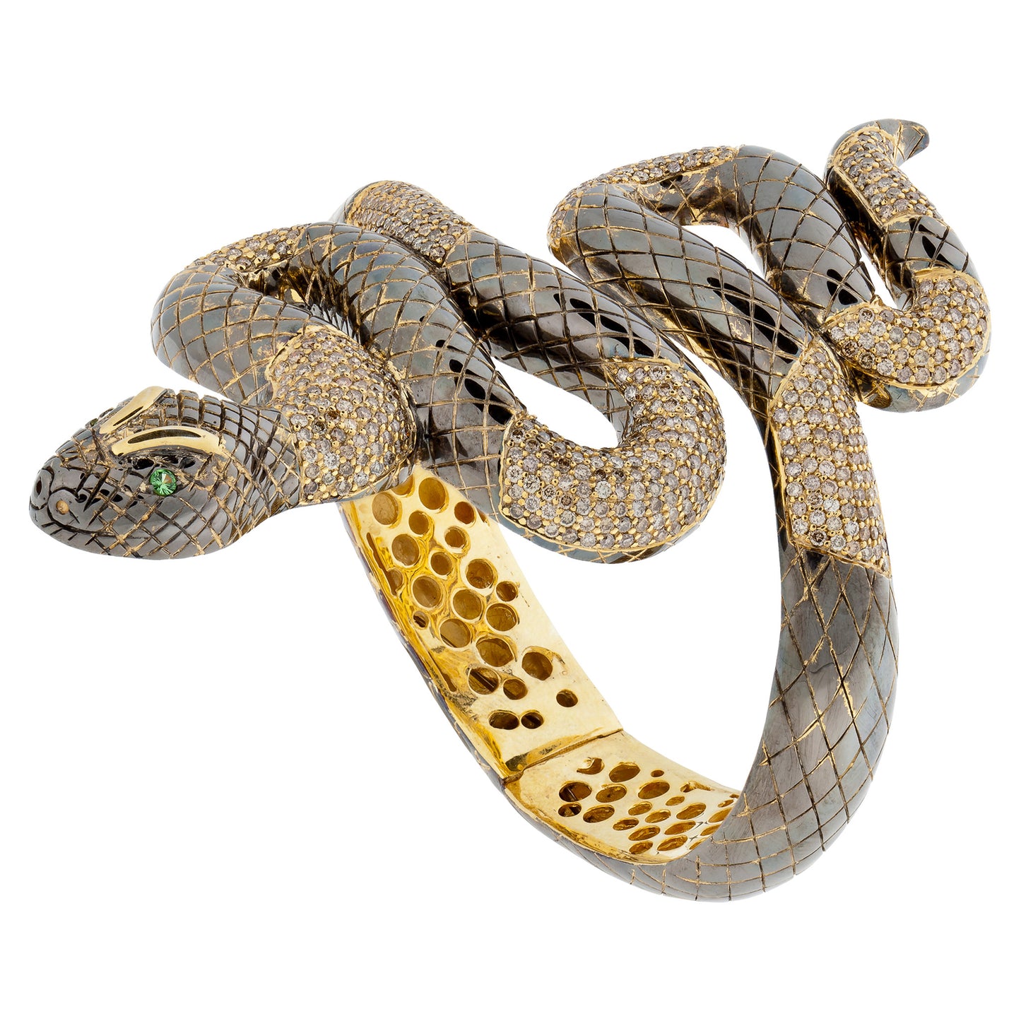 925 Silver Snake Bracelet with Diamonds