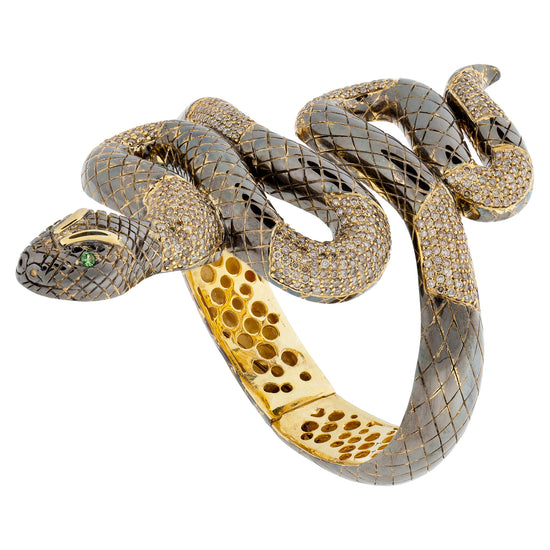Load image into Gallery viewer, 925 Silver Snake Bracelet with Diamonds
