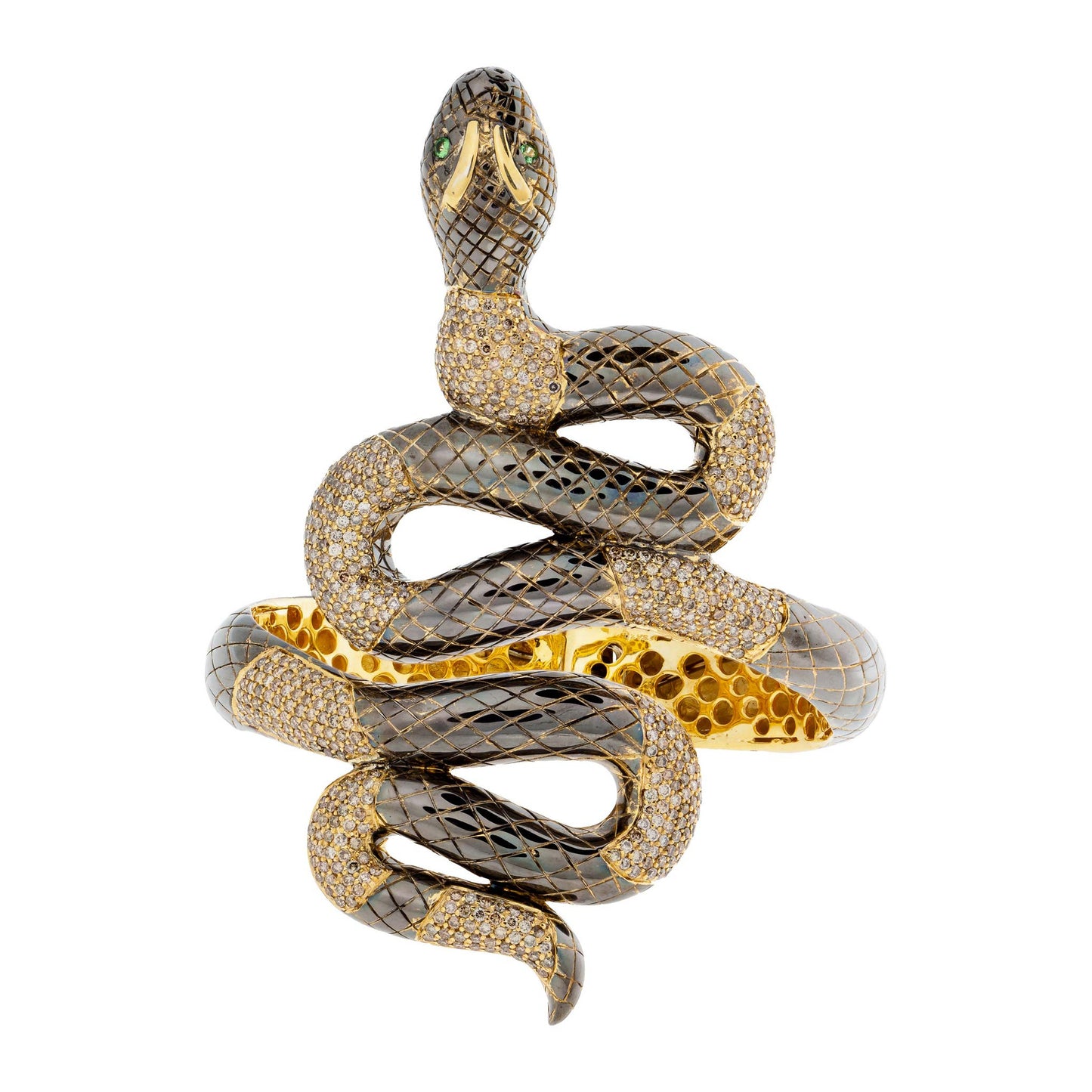 925 Silver Snake Bracelet with Diamonds