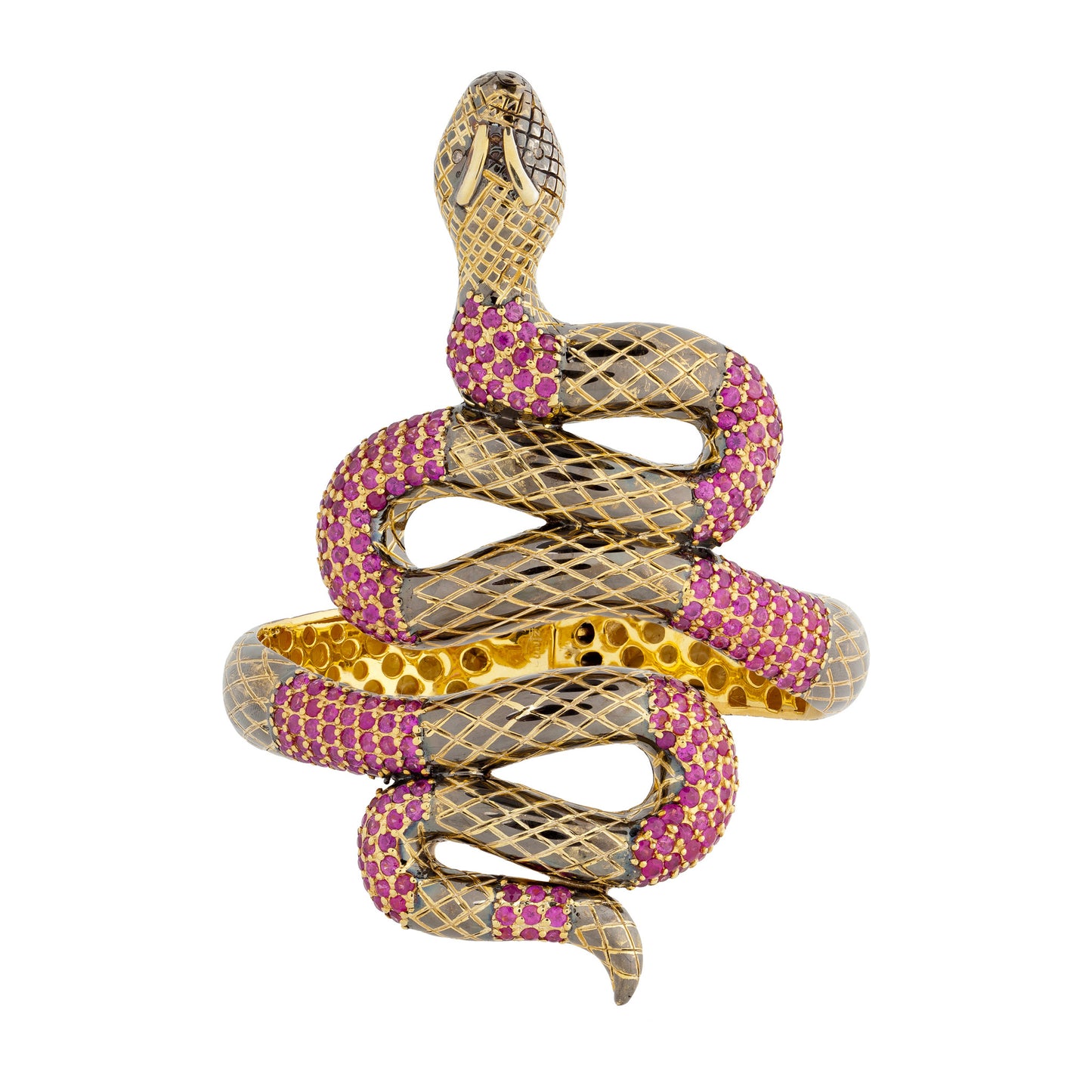 925 Silver Snake Bracelet with Rubies