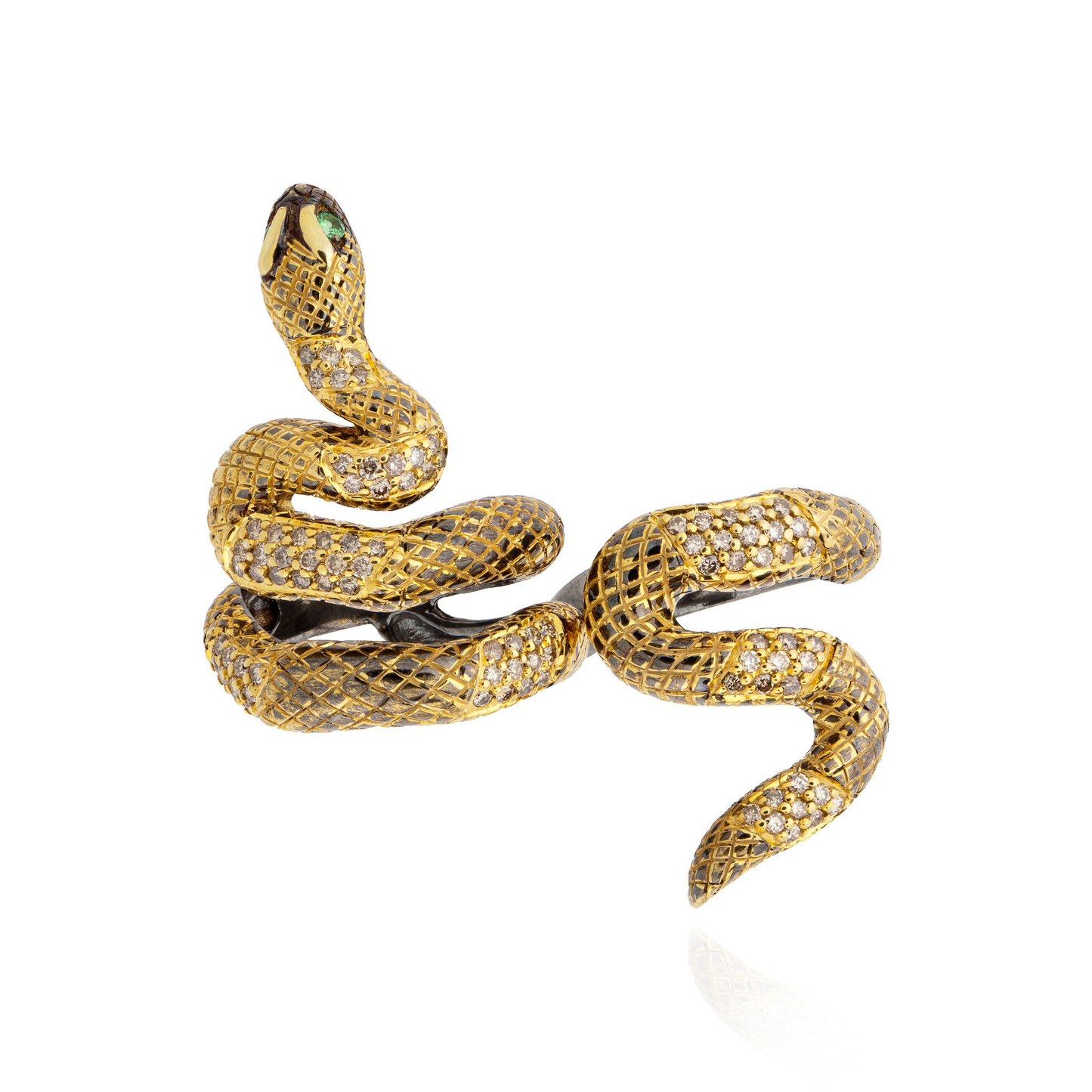 Load image into Gallery viewer, 925 Double Finger Snake Ring with Diamonds
