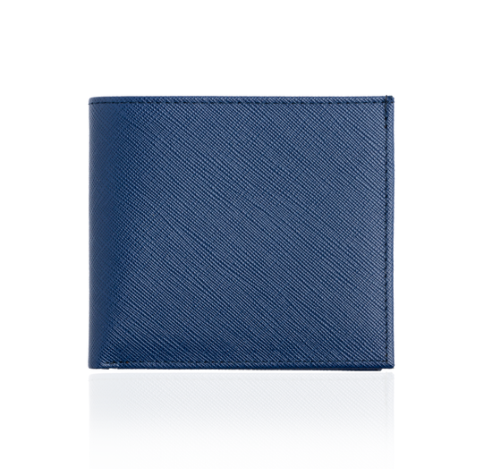 Blue Textured Wallet with Brown Interior – Sazingg