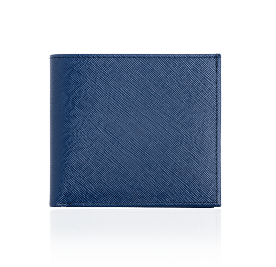 Blue Textured Wallet with Brown Interior