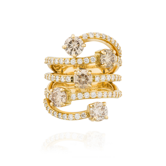 18Kt Yellow Gold Ring with Cognac Diamonds