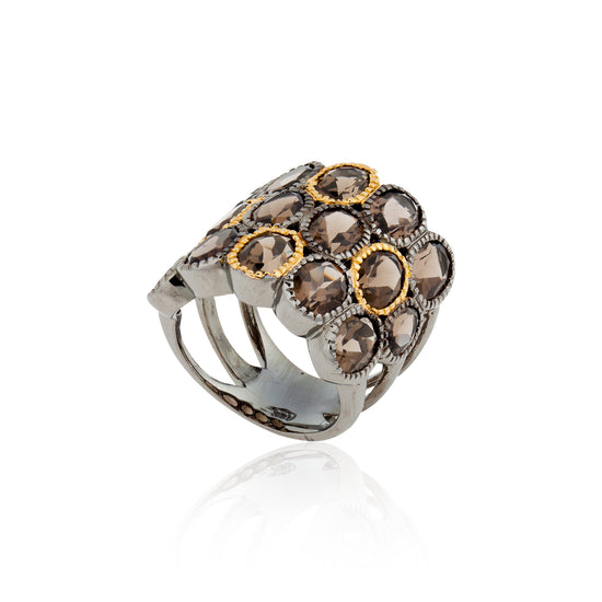 Load image into Gallery viewer, 925 Silver O Ring with Oval Cut Smoky Quartz
