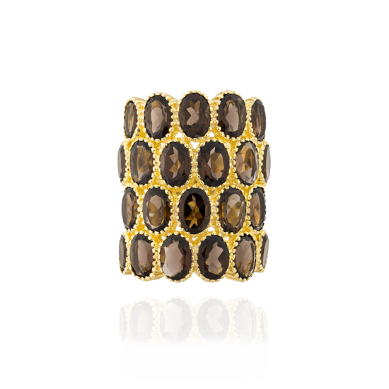 925 Silver O Ring with Smoky Quartz
