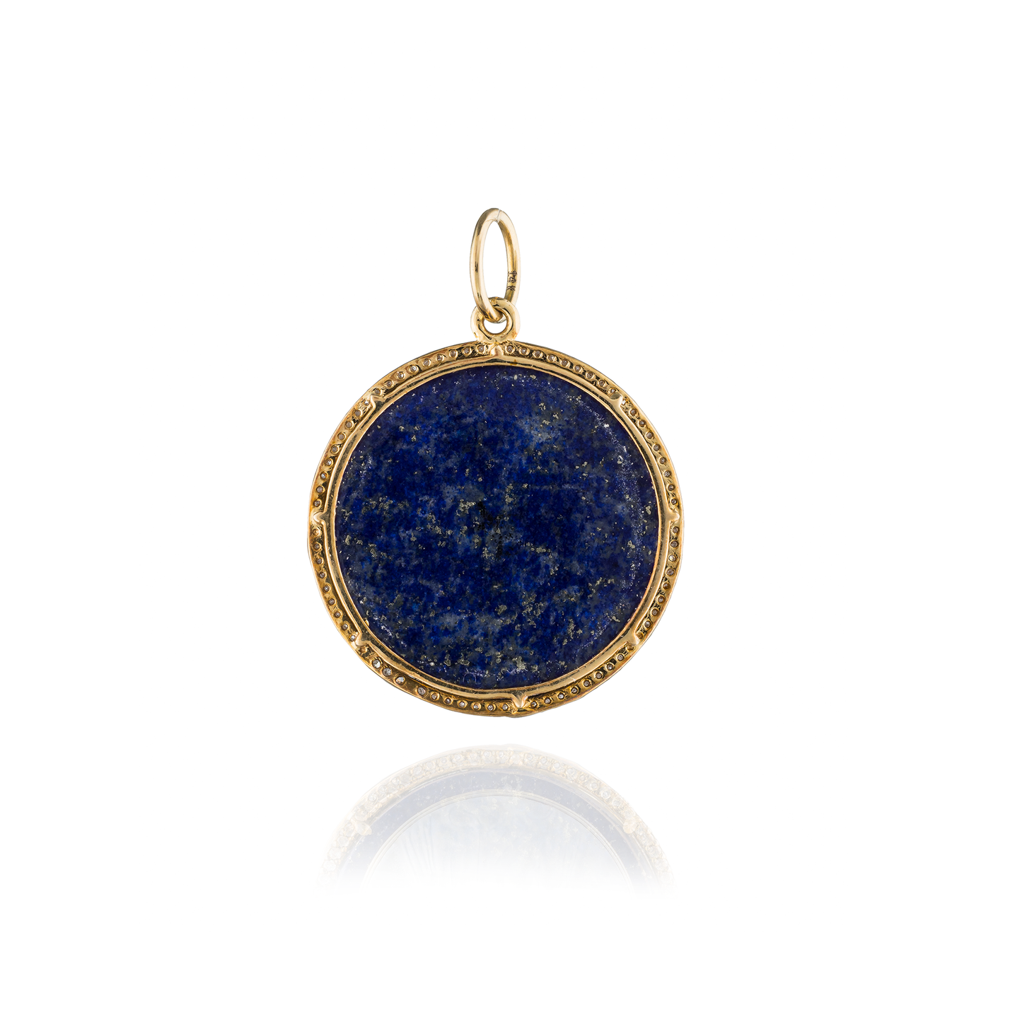 14K Yellow Gold Round Medal of Our Lady of Grace in Mother of Pearl
