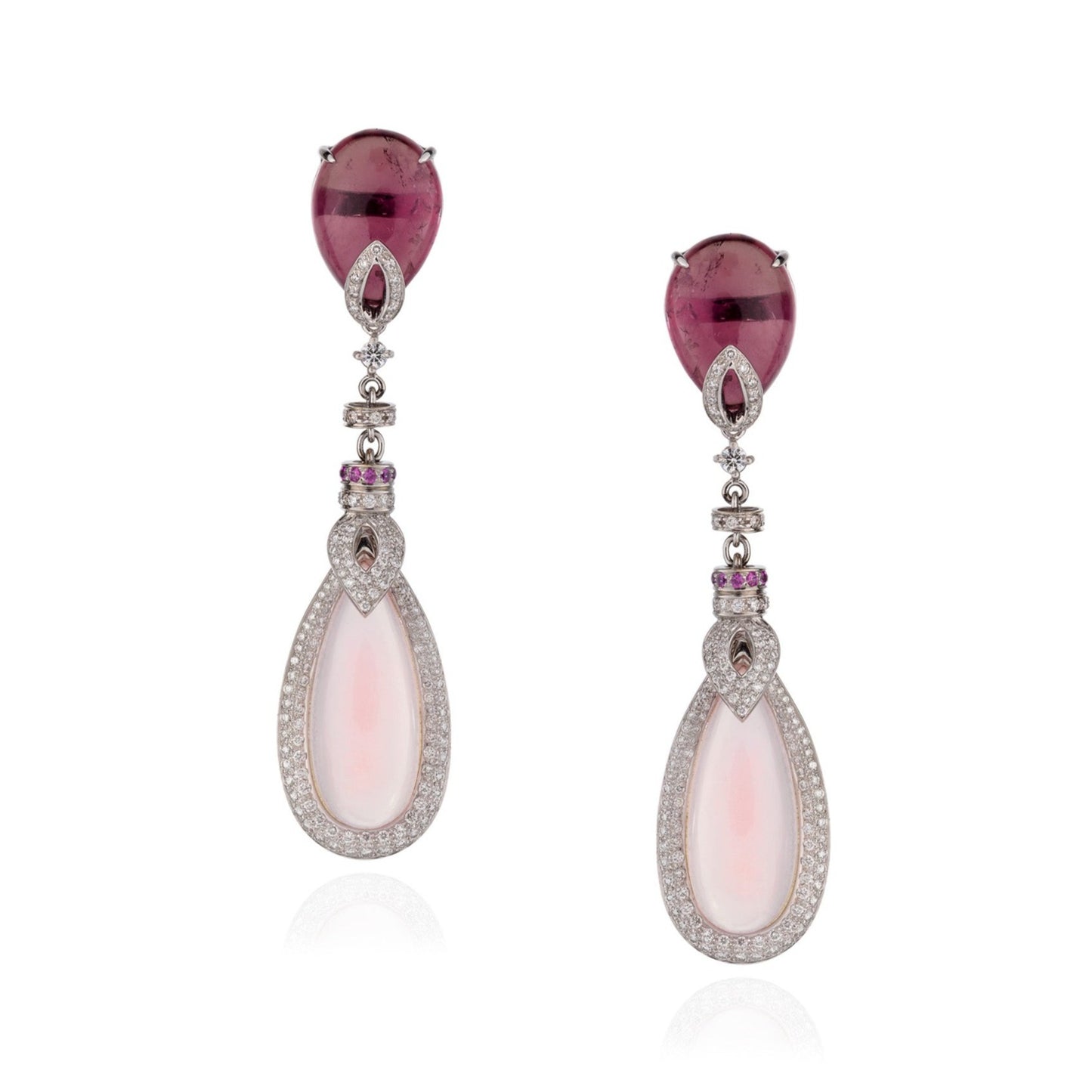 18K White Gold Earrings with Pink Tourmaline