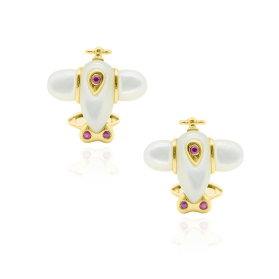 18K Gold Airplane Cufflinks