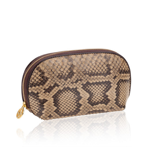 Blue Python Leather Cosmetic Case