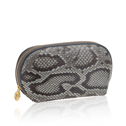 Blue Python Leather Cosmetic Case