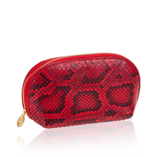 Load image into Gallery viewer, Purple Python Leather Cosmetic Case
