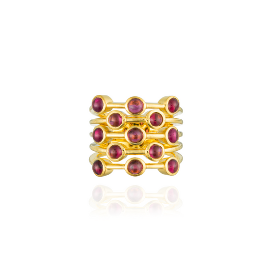 925 Silver Ring with Rhodolite Cabochon