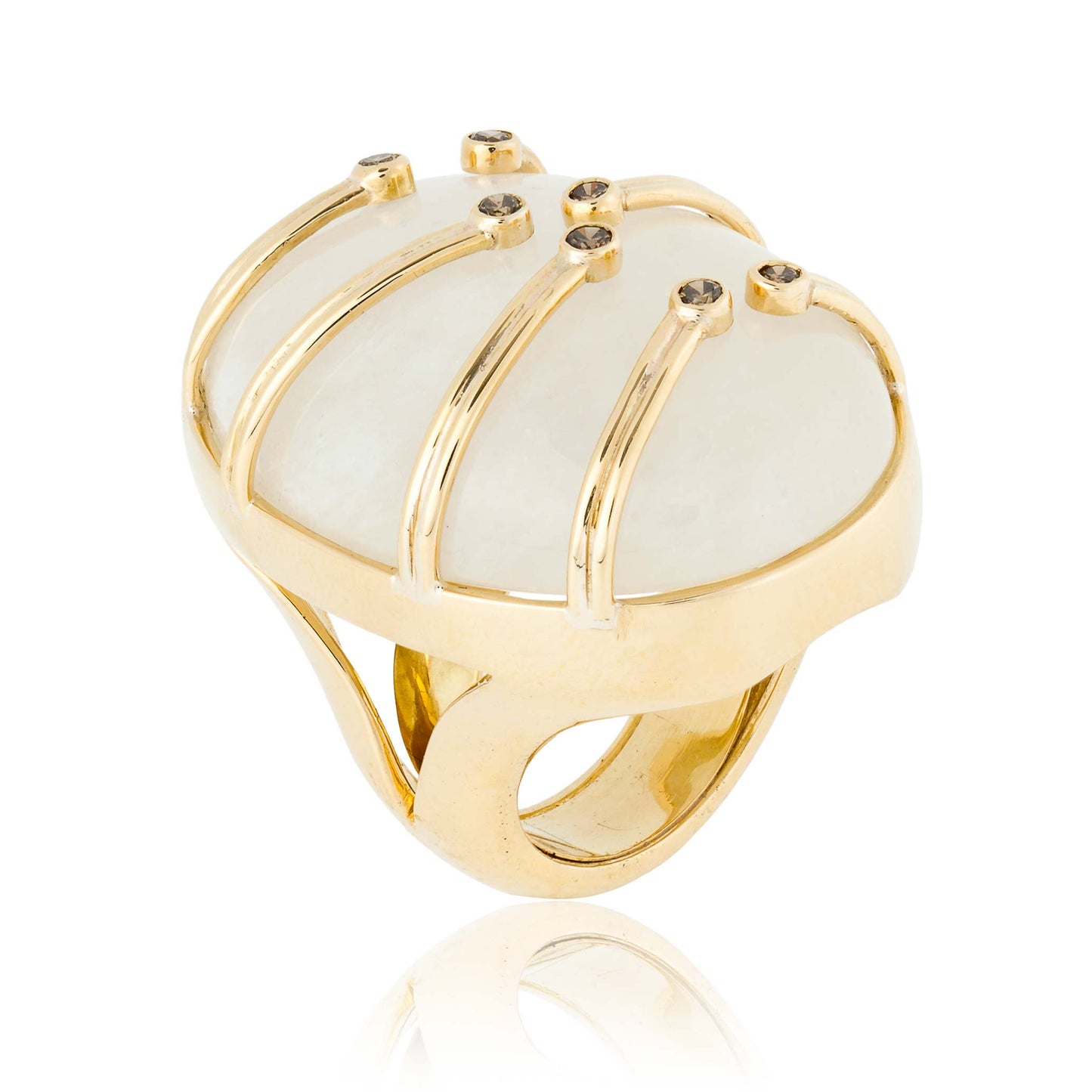 Load image into Gallery viewer, 18k Yellow Gold Ring with Moonstone and  Diamonds
