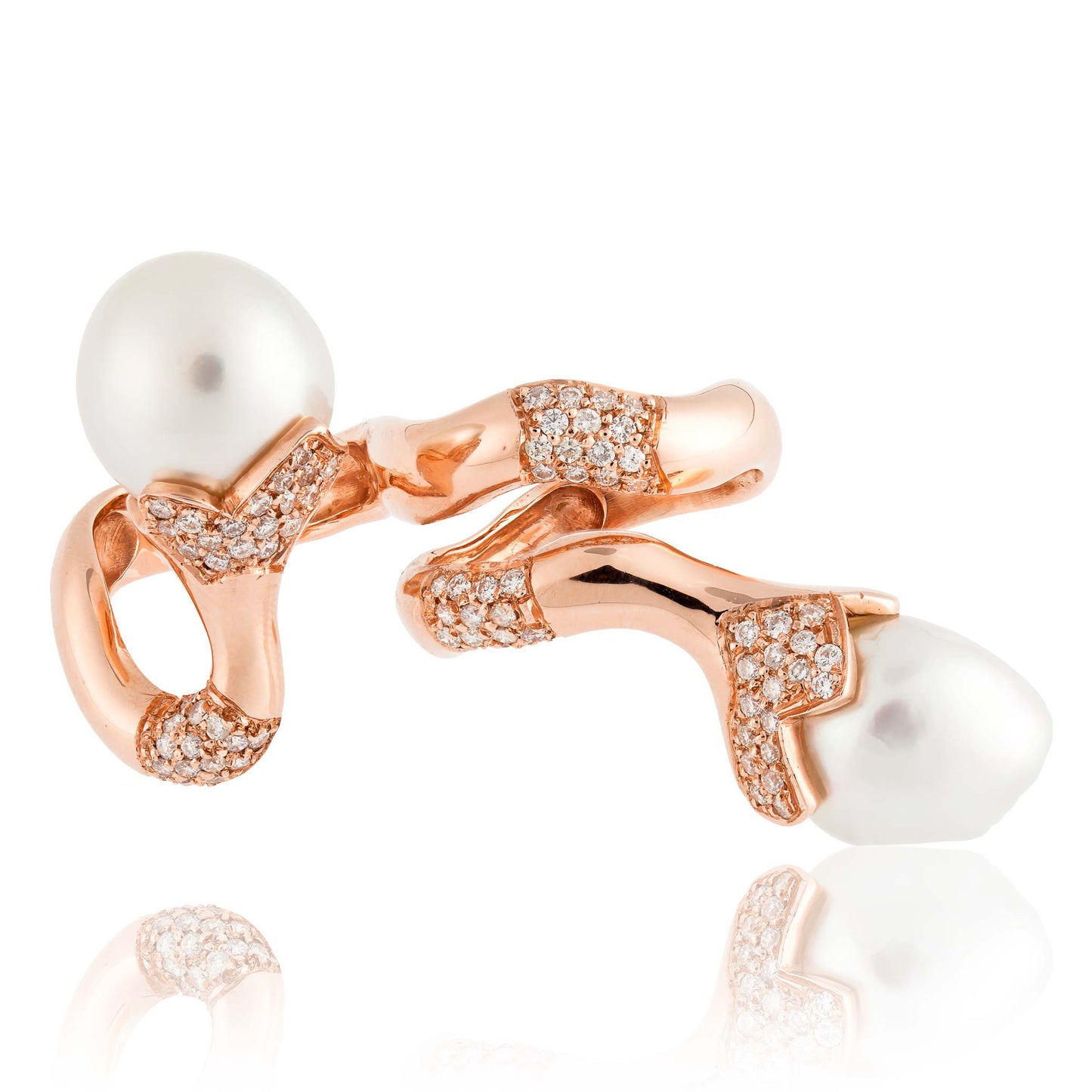 14k Rose Gold Ring with South Sea Pearls and Diamonds
