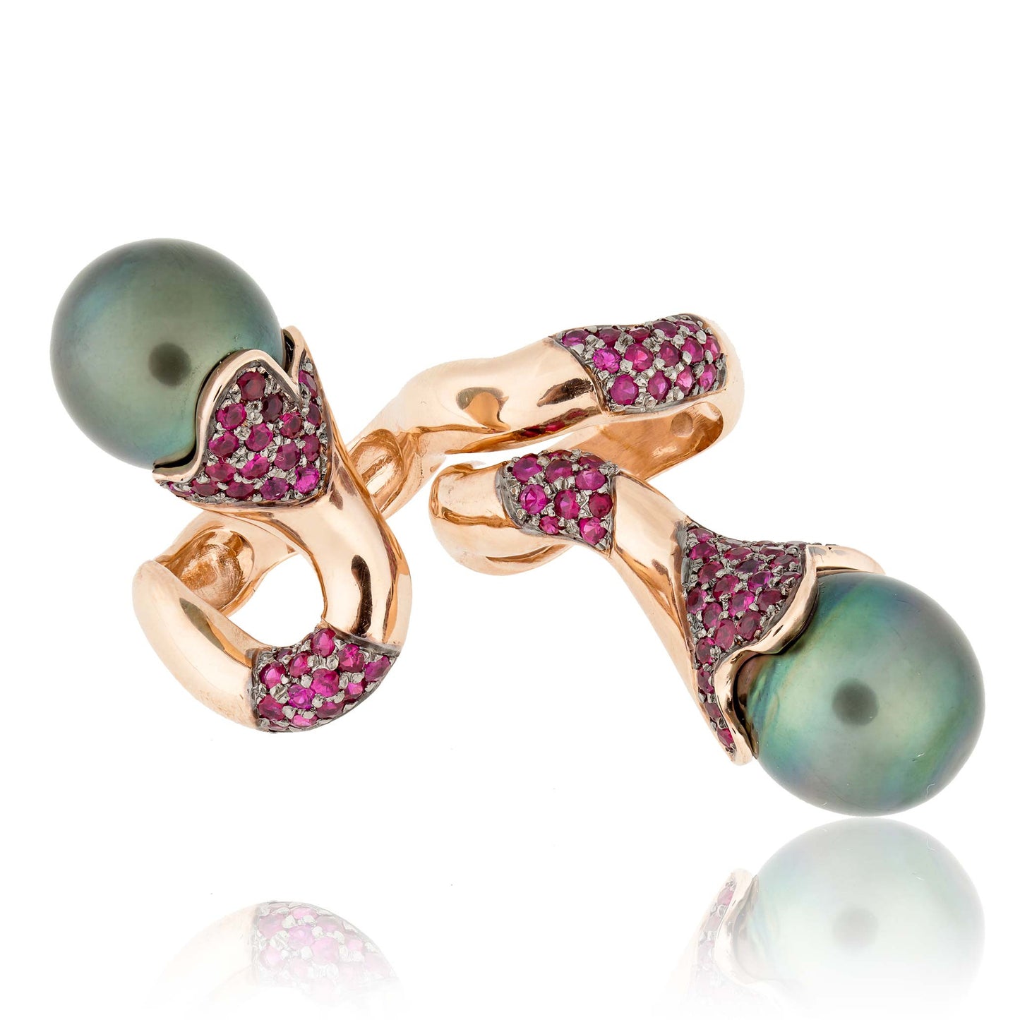 Double Finger with Pearl Rose Gold Ring