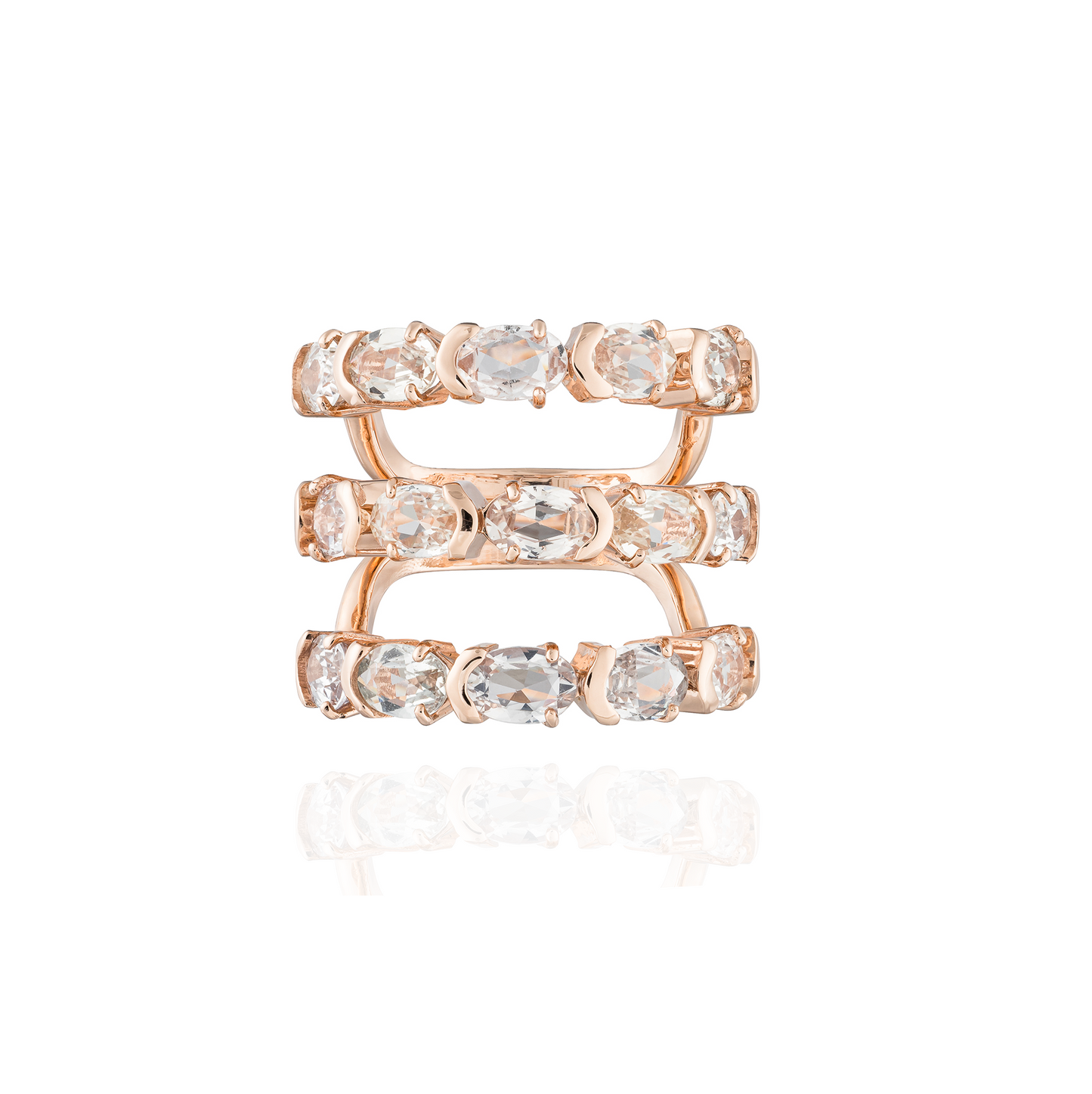 18K Rose Gold Ring with White Sapphire