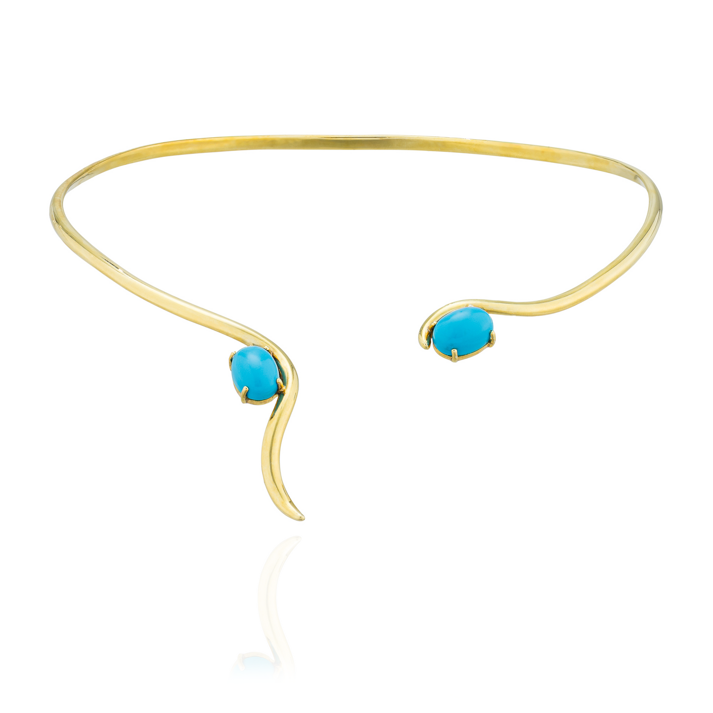 Caramelo 925 Silver Necklace  Yellow Gold Plated with Turquoise Cabouchon