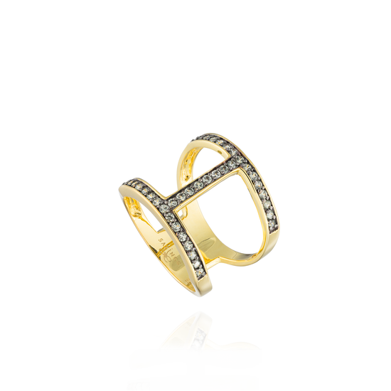 925 Silver Ring 18KT Yellow Plated with Green Sapphire