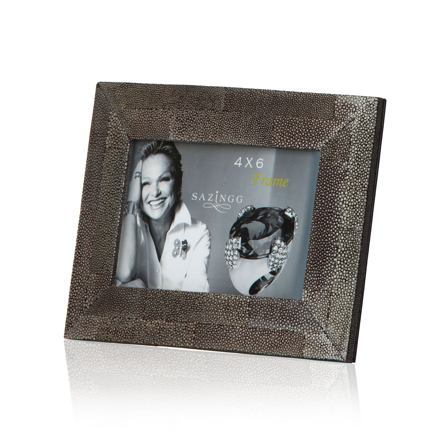 Picture Frame in Black Stingray Leather 4x6