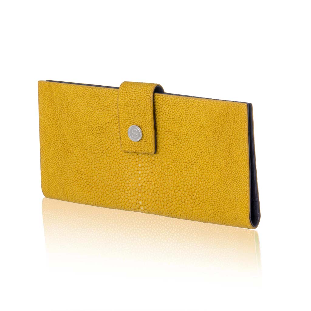 Small Wallet in Orange & Blue Textured Leather – Sazingg