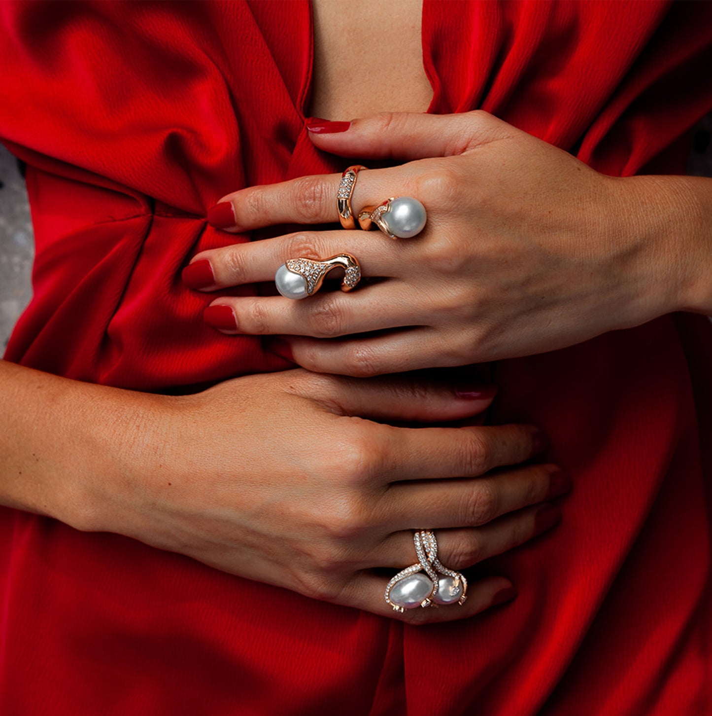 14K Rose Gold Ring with South Sea Pearl & Diamond