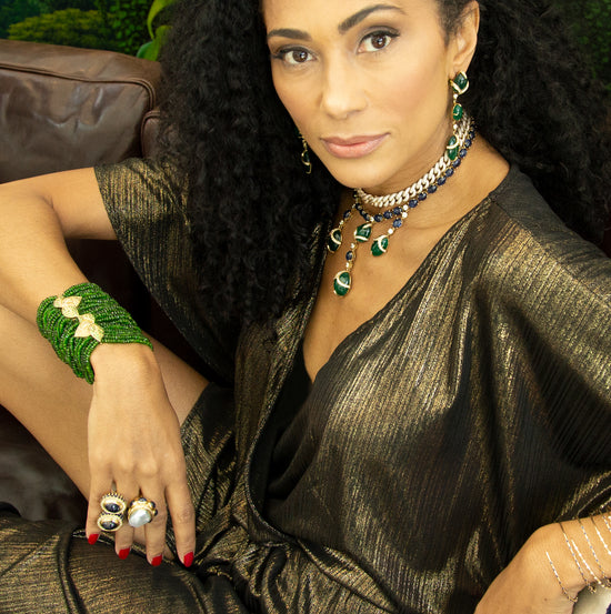 Load image into Gallery viewer, 18k Yellow Gold Bracelet with Tsavorite and Diamonds
