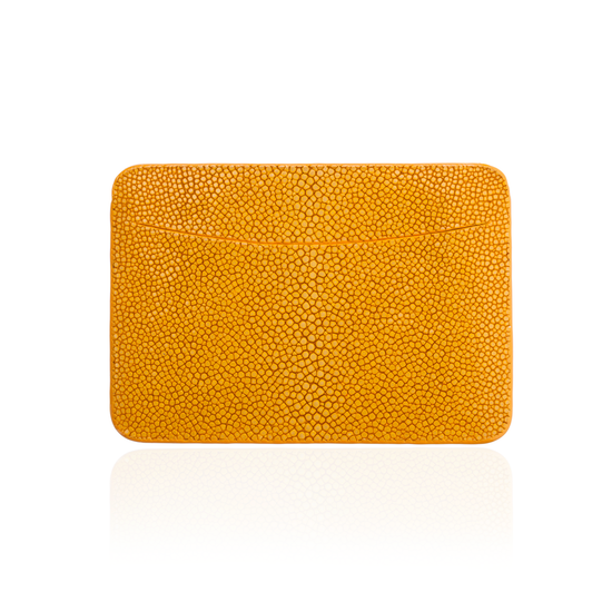 Credit Card Pouch in Yellow Stingray Leather